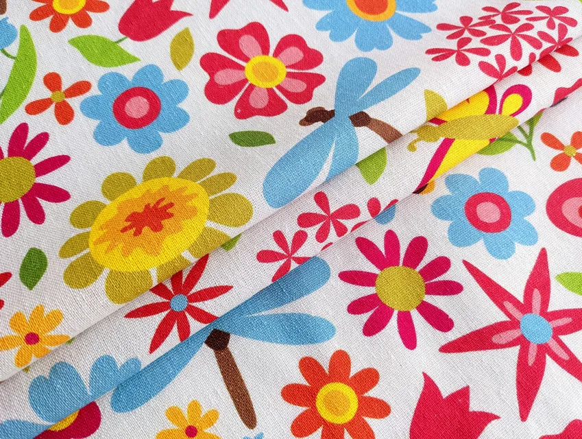 Льон віскоза літня поляна, багатокольоровий - фото 1 - інтернет-магазин tkani-atlas.com.ua