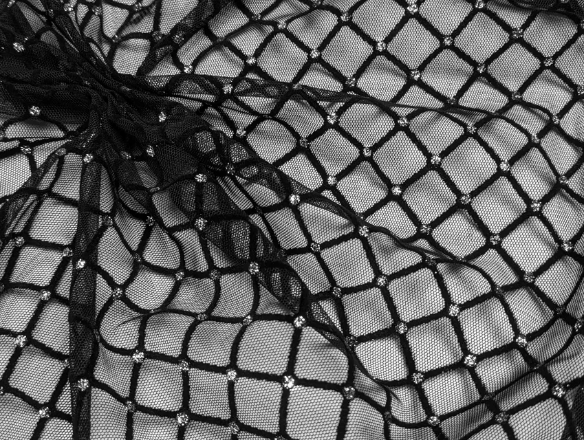 Сетка Даймонд ромбики 25 мм, черный - фото 1 - интернет-магазин tkani-atlas.com.ua