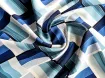 Американський креп малюнок ромби, синій на білому - інтернет-магазин tkani-atlas.com.ua