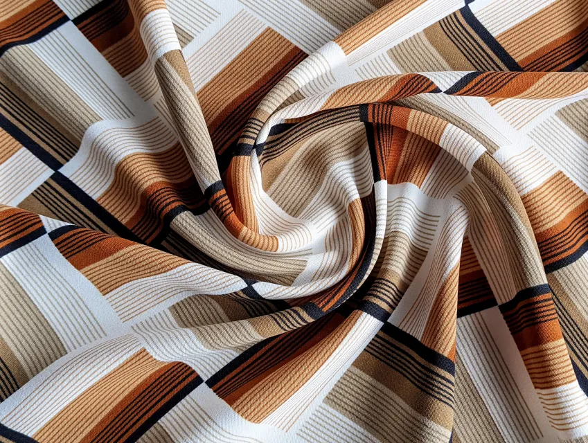 Американський креп малюнок ромби, коричневий на білому - фото 1 - інтернет-магазин tkani-atlas.com.ua