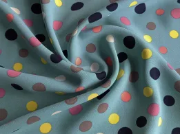 Американський креп малюнок різнокольорові горошки, полин - інтернет-магазин tkani-atlas.com.ua