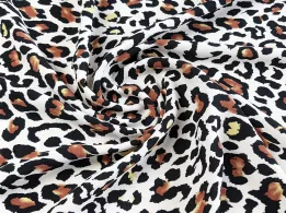 Американский креп рисунок леопард, черный на молочном - интернет-магазин tkani-atlas.com.ua