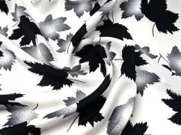 Креп шовк листяний дует, молочний з чорним - інтернет-магазин tkani-atlas.com.ua