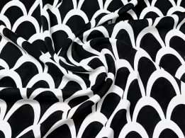 Креп шовк луска, молочний з чорним - інтернет-магазин tkani-atlas.com.ua