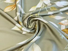 Шелк Армани лиственное плетение, серо-оливковый - интернет-магазин tkani-atlas.com.ua