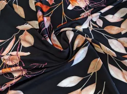 Шелк Армани лиственное плетение, черный - интернет-магазин tkani-atlas.com.ua