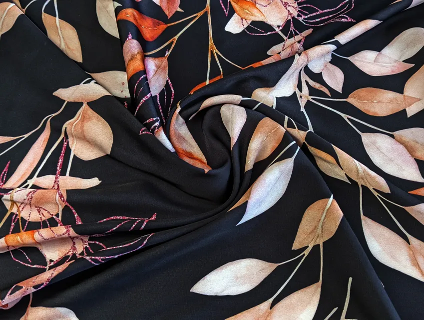 Шовк Армані листяне плетіння, чорний - фото 1 - інтернет-магазин tkani-atlas.com.ua