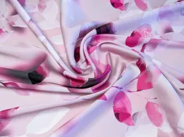 Шелк Армани яркая листва, малиновый на розовом - интернет-магазин tkani-atlas.com.ua
