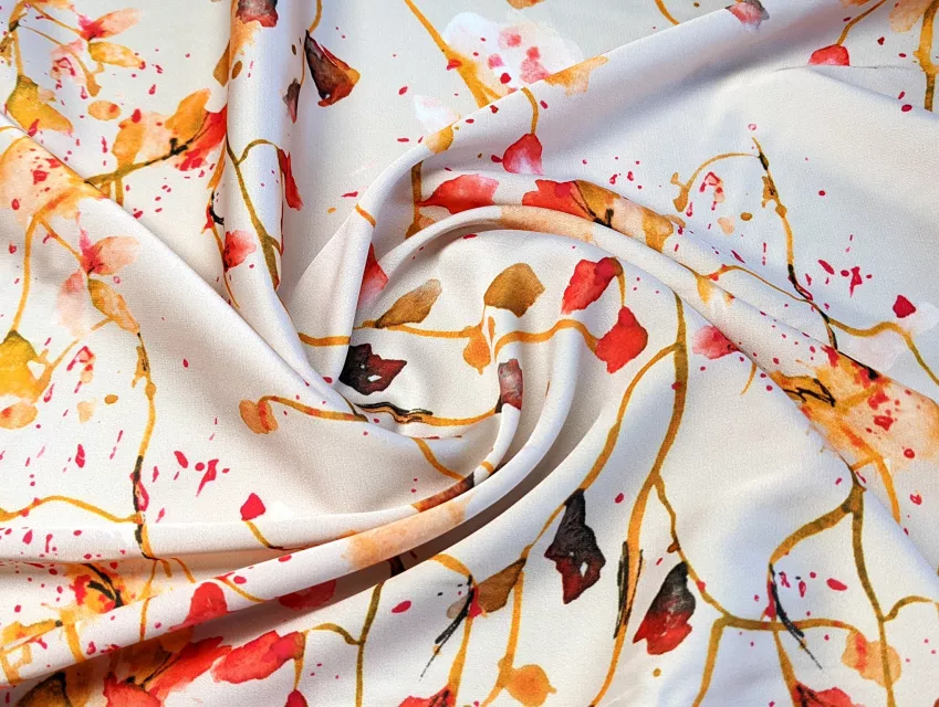 Шовк Армані весняна акварель, помаранчевий на бежевому - фото 1 - інтернет-магазин tkani-atlas.com.ua