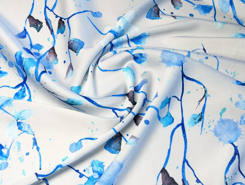 Шелк Армани весенняя акварель, синий на сером - фото 1 - интернет-магазин tkani-atlas.com.ua