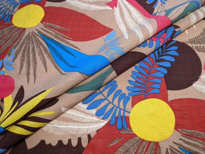 Котон бабл квіткова фантазія, темно-бежевий - фото 1 - інтернет-магазин tkani-atlas.com.ua