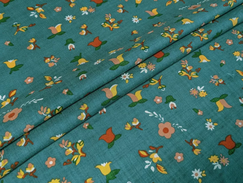 Котон бабл маленька квіточка, джинсово-сірий - фото 1 - інтернет-магазин tkani-atlas.com.ua