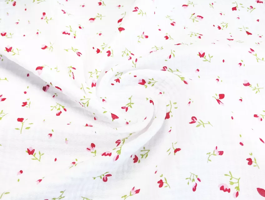 Муслін малюнок маленька квіточка, молочний - фото 1 - інтернет-магазин tkani-atlas.com.ua