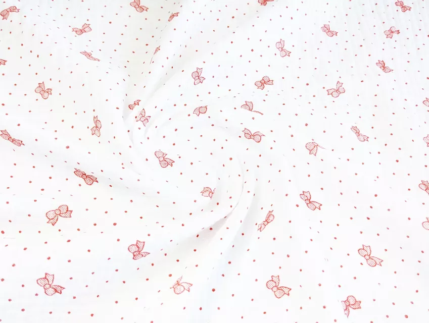 Муслин рисунок бантики, молочный - фото 1 - интернет-магазин tkani-atlas.com.ua
