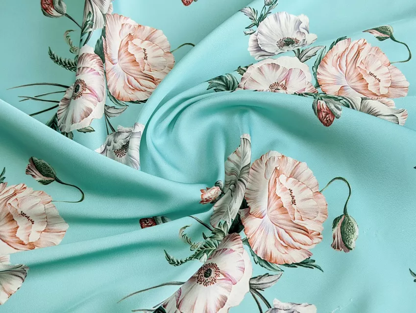 Шовк Армані весняний букет, ментоловий - фото 1 - інтернет-магазин tkani-atlas.com.ua