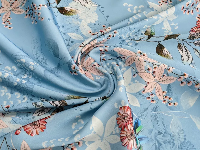 Шелк Армани цветочное плетение, голубой - фото 1 - интернет-магазин tkani-atlas.com.ua