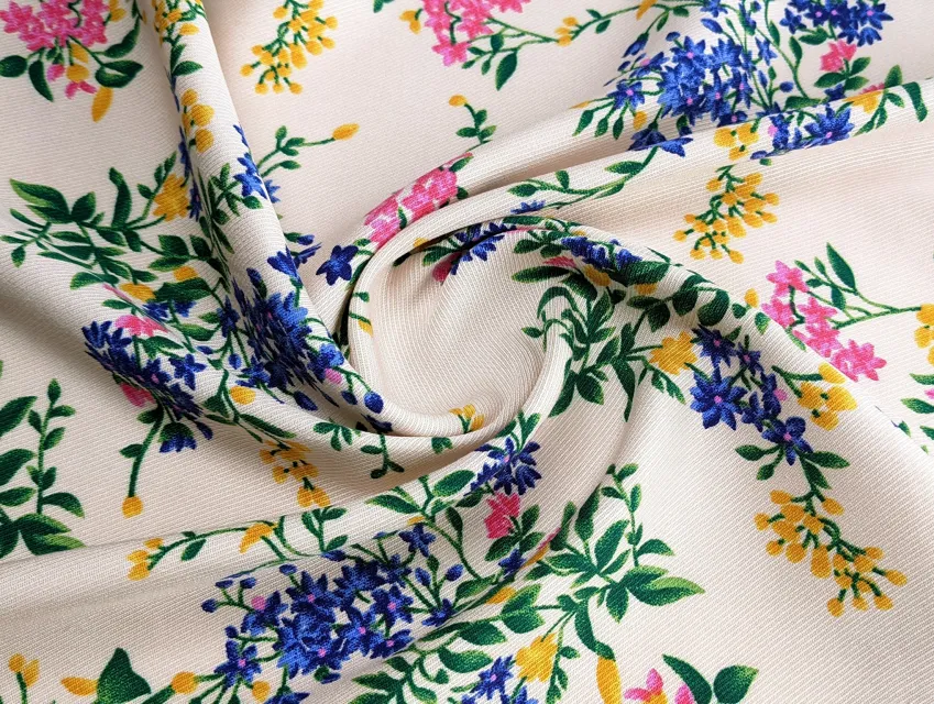 Штапель Бельмондо квіткове плетіння, бежевий - фото 1 - інтернет-магазин tkani-atlas.com.ua