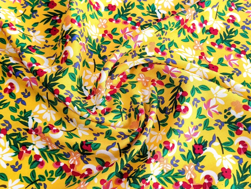 Штапель шовковистий літня поляна, гірчиця - фото 1 - інтернет-магазин tkani-atlas.com.ua