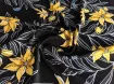 Креп шелковистый крупные цветы, горчичные на черном - интернет-магазин tkani-atlas.com.ua