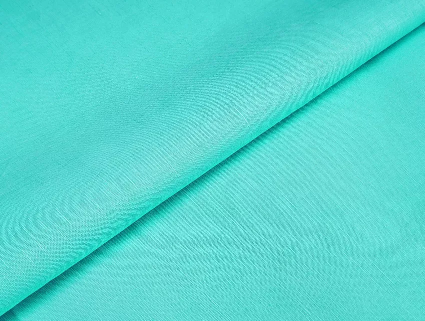 Лен коттон рубашечный, аквамарин - фото 1 - интернет-магазин tkani-atlas.com.ua