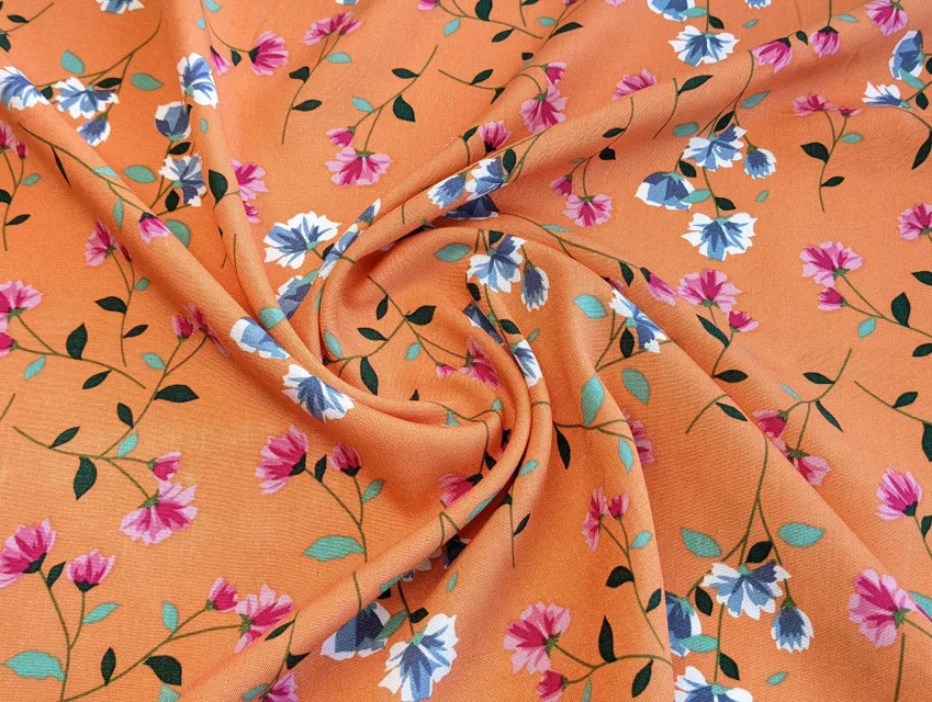 Штапель шовковистий гілочки, морквяний - фото 1 - інтернет-магазин tkani-atlas.com.ua