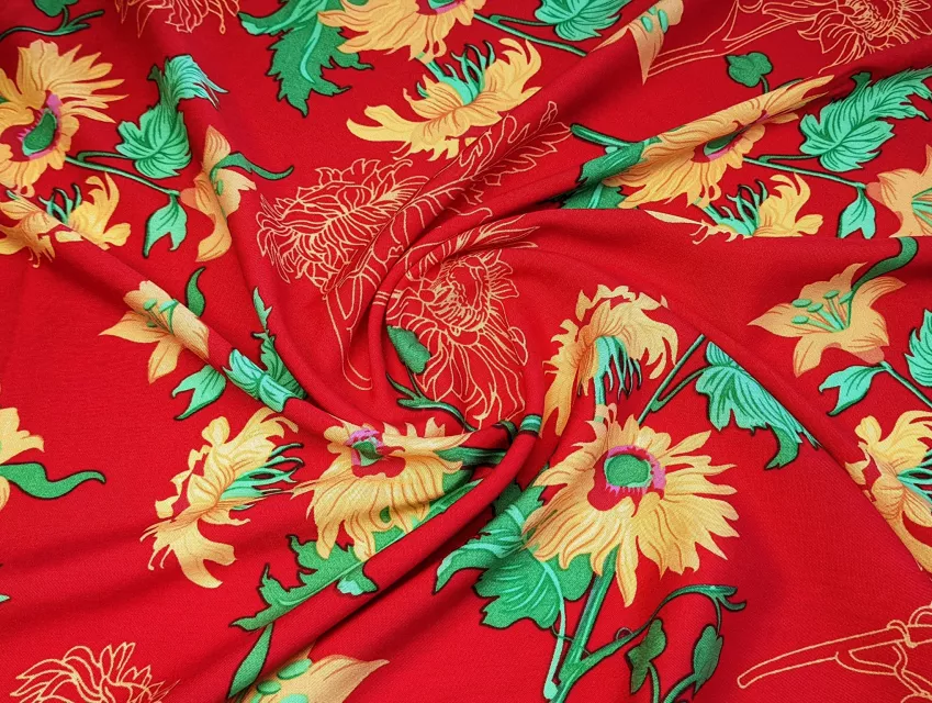 Штапель шовковистий соняшник, червоний - фото 1 - інтернет-магазин tkani-atlas.com.ua