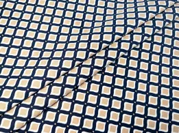 Котон сатин принт хвилясте плетіння, темно-синій з бежевим - інтернет-магазин tkani-atlas.com.ua