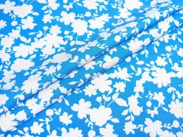Джинс тенсел цветочная фантазия, голубая лазурь - интернет-магазин tkani-atlas.com.ua