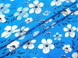 Джинс тенсел цветочная сказка, голубой - интернет-магазин tkani-atlas.com.ua