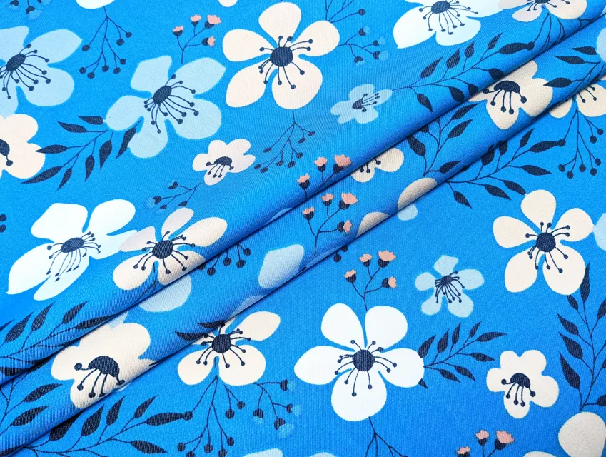 Джинс тенсел квіткова казка, блакитний - фото 1 - інтернет-магазин tkani-atlas.com.ua