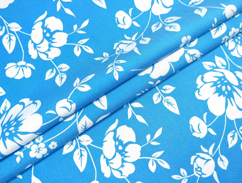 Джинс тенсел цветочное плетение, голубая лазурь - фото 1 - интернет-магазин tkani-atlas.com.ua