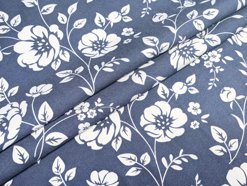 Джинс тенсел цветочное плетение, синий джинсовый - фото 1 - интернет-магазин tkani-atlas.com.ua