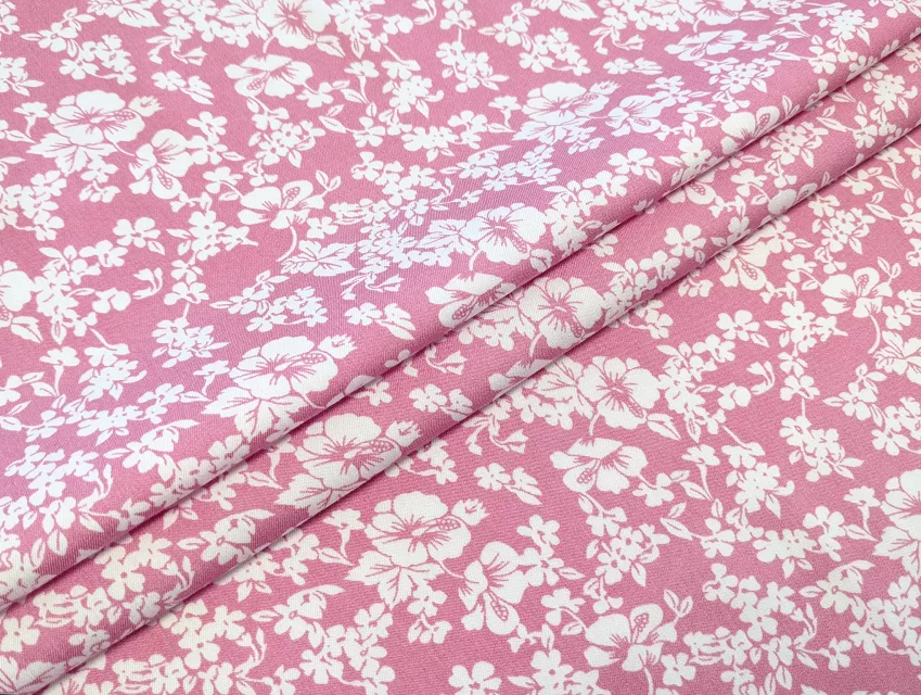 Джинс тенсел дрібні квіточки, рожевий - фото 1 - інтернет-магазин tkani-atlas.com.ua