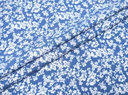 Джинс тенсел мелкие цветочки, голубой джинсовый - интернет-магазин tkani-atlas.com.ua