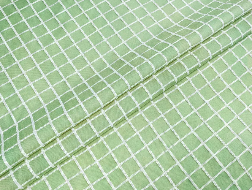 Котон клітинка жаккард, фісташка - фото 1 - інтернет-магазин tkani-atlas.com.ua