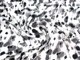 Американский креп рисунок брызги акварели, черный на молочном - интернет-магазин tkani-atlas.com.ua