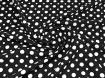 Американський креп малюнок мікс горошків, молочний на чорному - інтернет-магазин tkani-atlas.com.ua