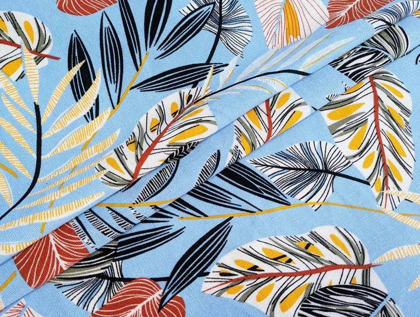 Лен с вискозой тропический, голубой - фото 1 - интернет-магазин tkani-atlas.com.ua