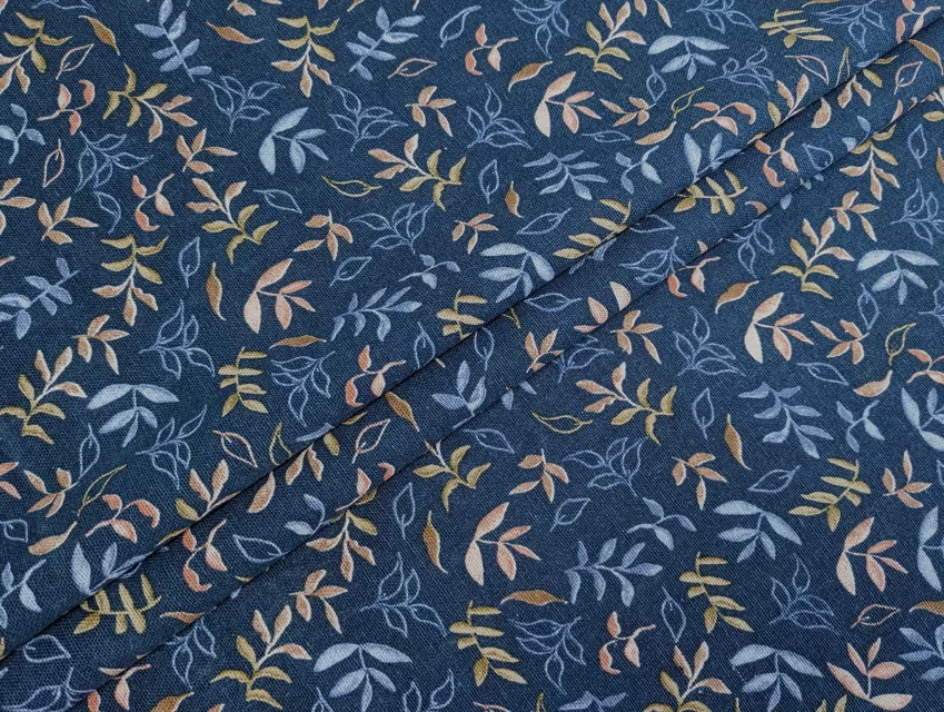 Льон з віскозою гілочка, синій джинсовий - фото 1 - інтернет-магазин tkani-atlas.com.ua