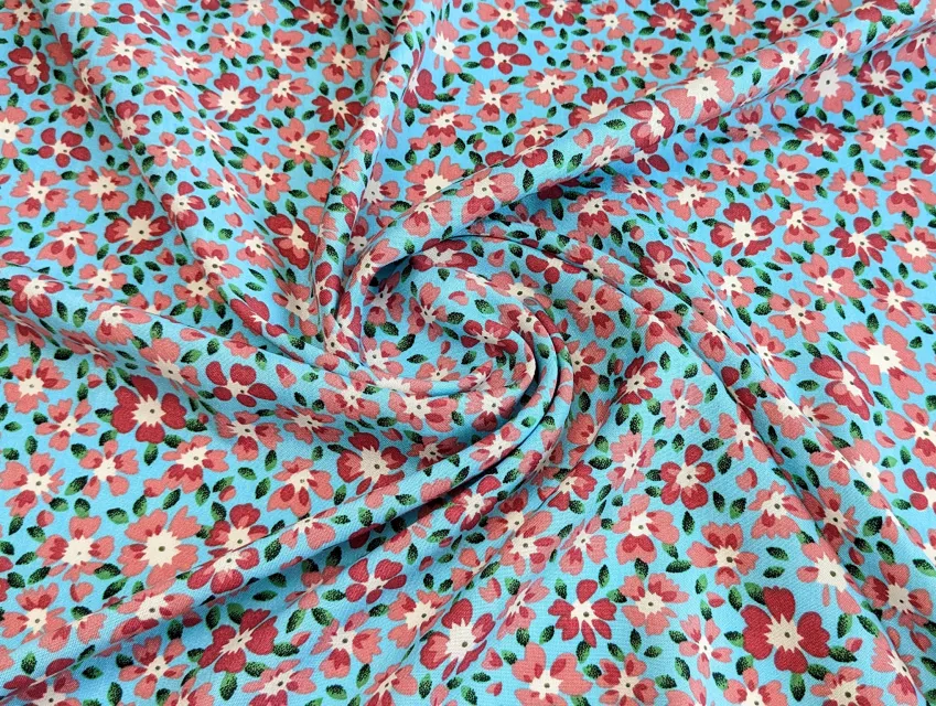 Штапель шовковистий чотири пелюстки, блакитний - фото 1 - інтернет-магазин tkani-atlas.com.ua