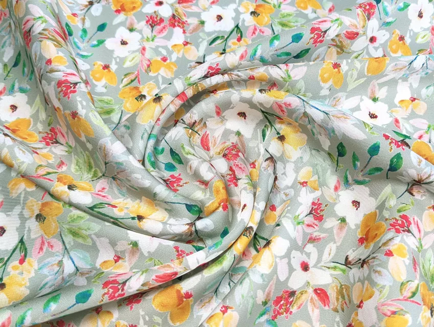 Шовк Армані квіткова поляна, сіро-оливковий - фото 1 - інтернет-магазин tkani-atlas.com.ua