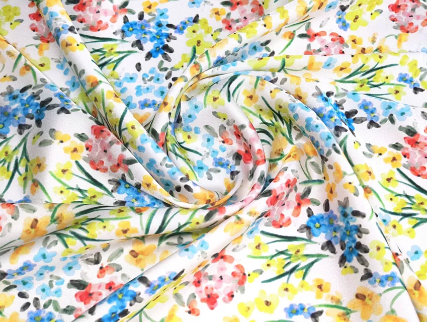 Шовк Армані квіткова акварель, жовто-блакитний - фото 1 - інтернет-магазин tkani-atlas.com.ua