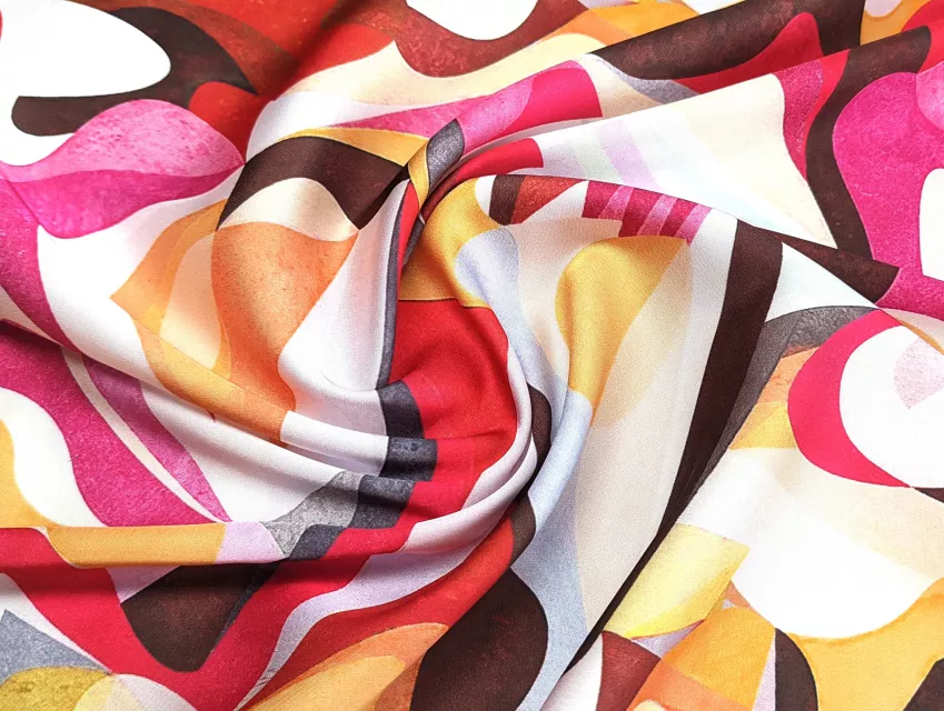 Шовк Армані акварель абстракції, малиново-червоний - фото 1 - інтернет-магазин tkani-atlas.com.ua