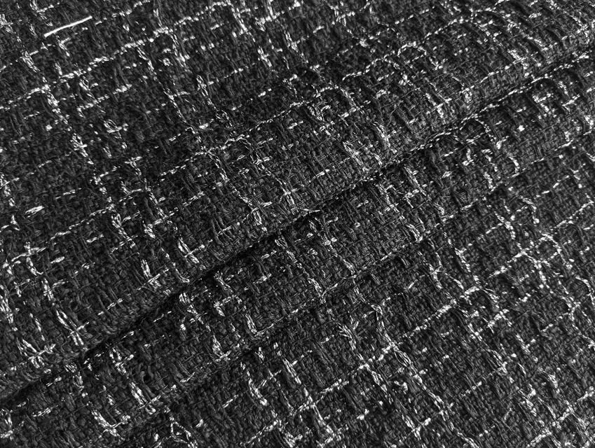 Шанель твід люрекс, чорний зі сріблом - фото 1 - інтернет-магазин tkani-atlas.com.ua