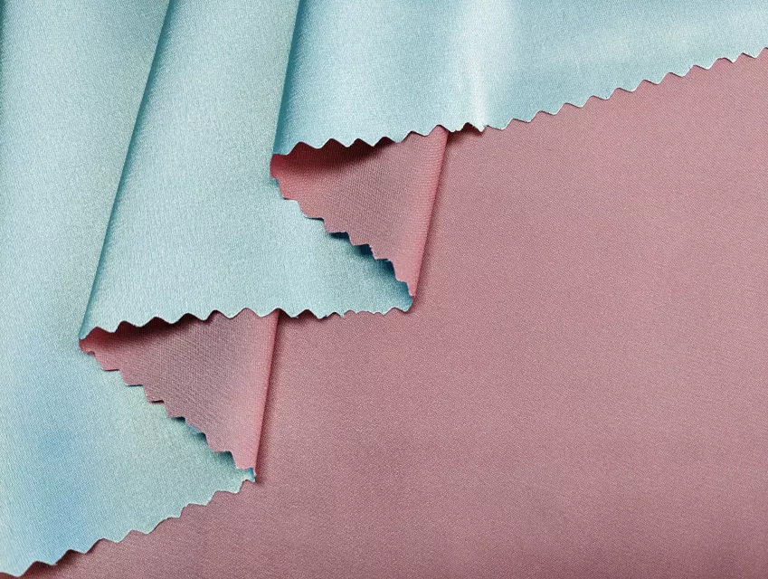 Шовк Армані двоколірний, блакитний димчастий з фрезовим - фото 1 - інтернет-магазин tkani-atlas.com.ua