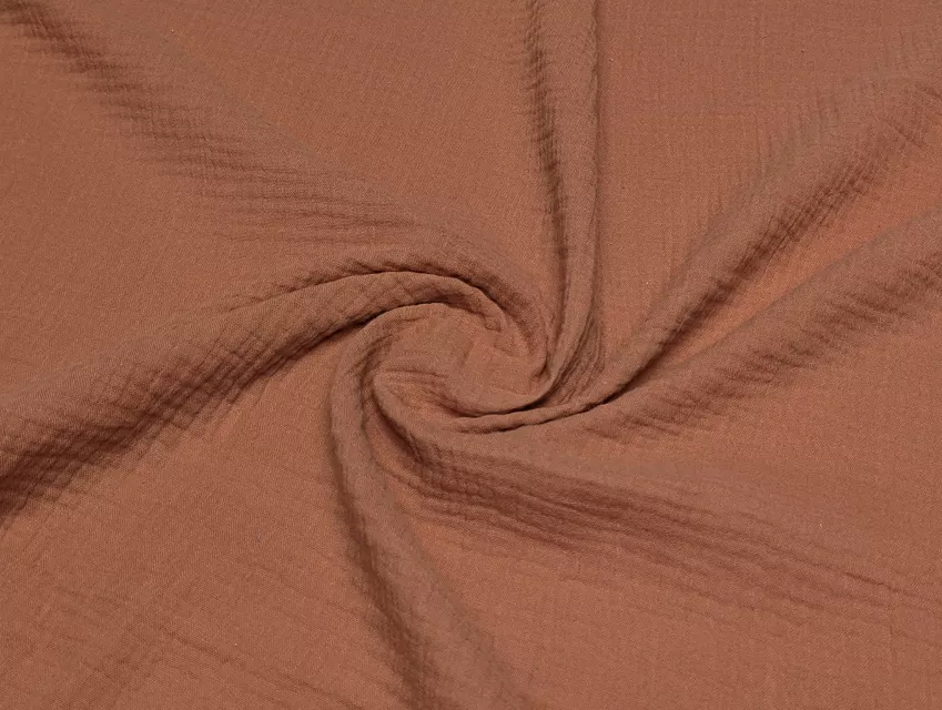 Муслин двухслойный, корица (отрез 2,8 м) - фото 1 - интернет-магазин tkani-atlas.com.ua