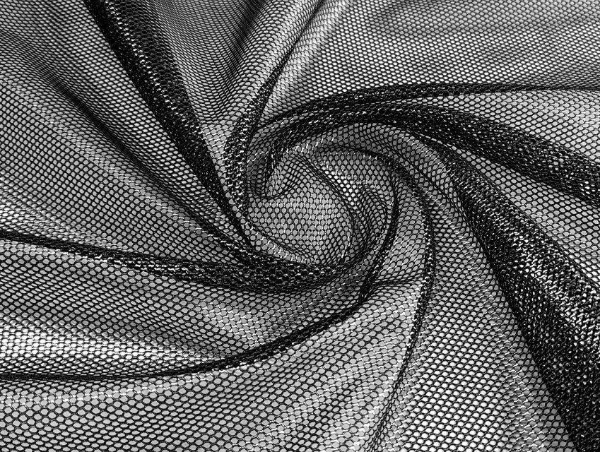 Сітка блиск осередки 1,5 мм, срібло на чорному - фото 1 - інтернет-магазин tkani-atlas.com.ua
