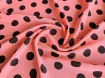 Вискоза Индонезия горох на персиковом, черный на персиковом (отрез 1,8 м) - интернет-магазин tkani-atlas.com.ua