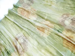 Спідниця креш шифон 3d квітковий орнамент, бежевий (відріз 1 м) - інтернет-магазин tkani-atlas.com.ua