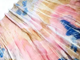 Спідниця креш шифон квіткова акварель, рожевий (відріз 1 м) - інтернет-магазин tkani-atlas.com.ua